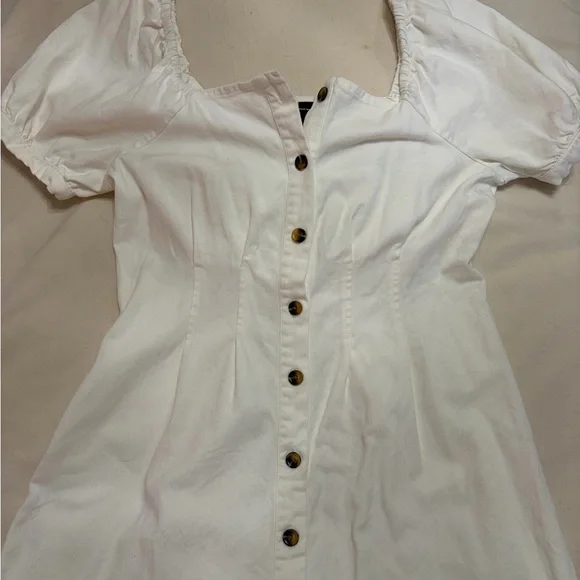 Who What Wear White Puff Sleeve Denim Dress Size L | 100% Cotton - Picture 5 of 14